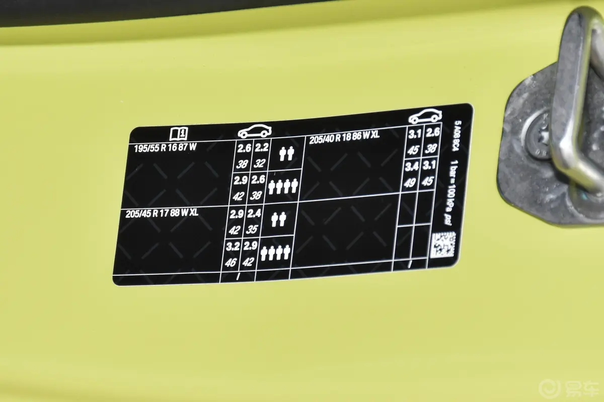 MINI CABRIO改款 2.0T COOPER S CABRIO 经典派胎压信息铭牌
