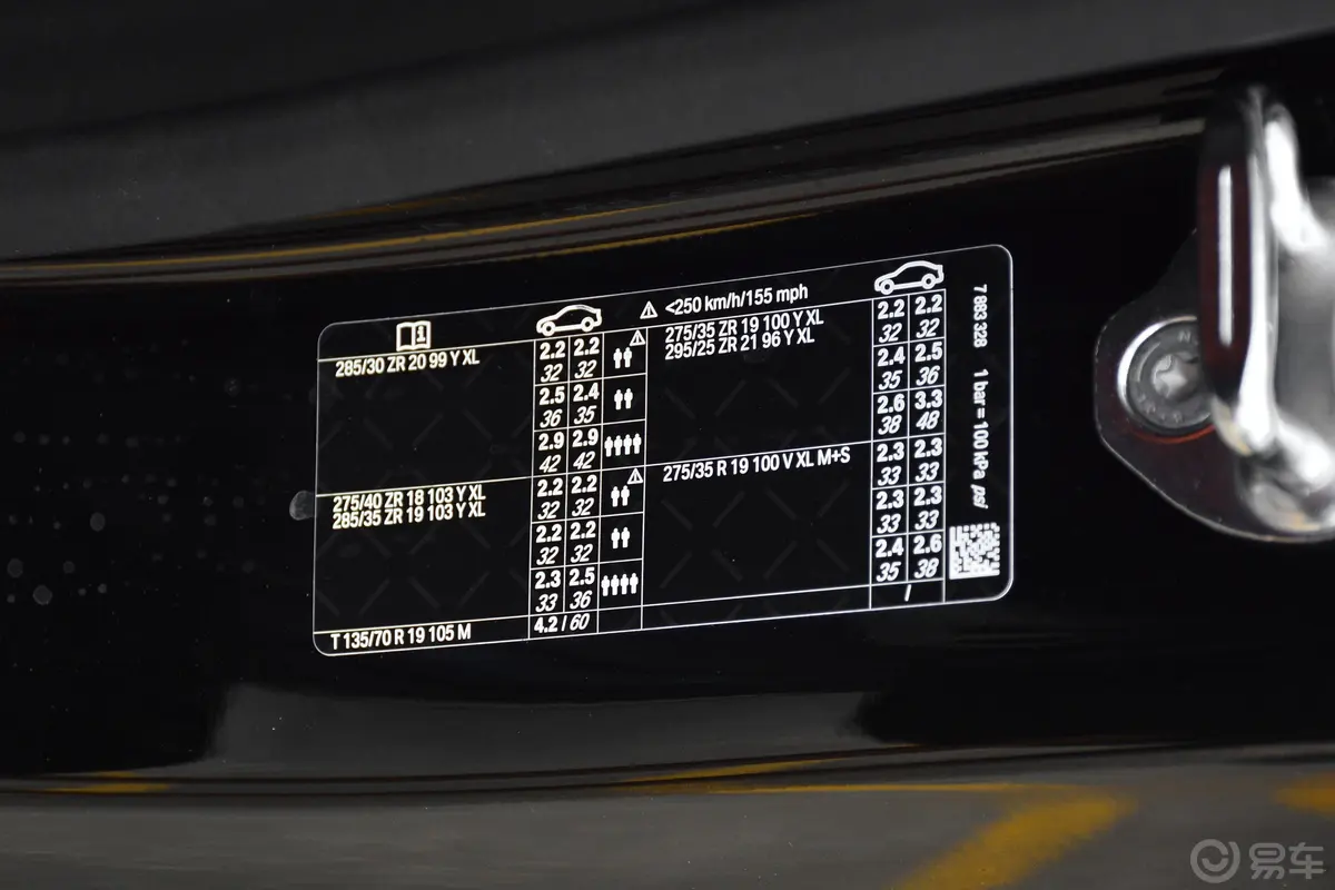 宝马M450周年版 M4 双门轿跑车 M xDrive 雷霆版胎压信息铭牌