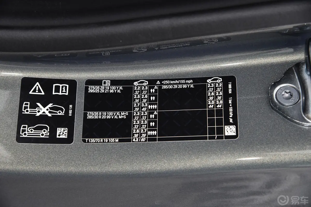 宝马M450周年版 M4 双门轿跑车 M xDrive 限量版胎压信息铭牌
