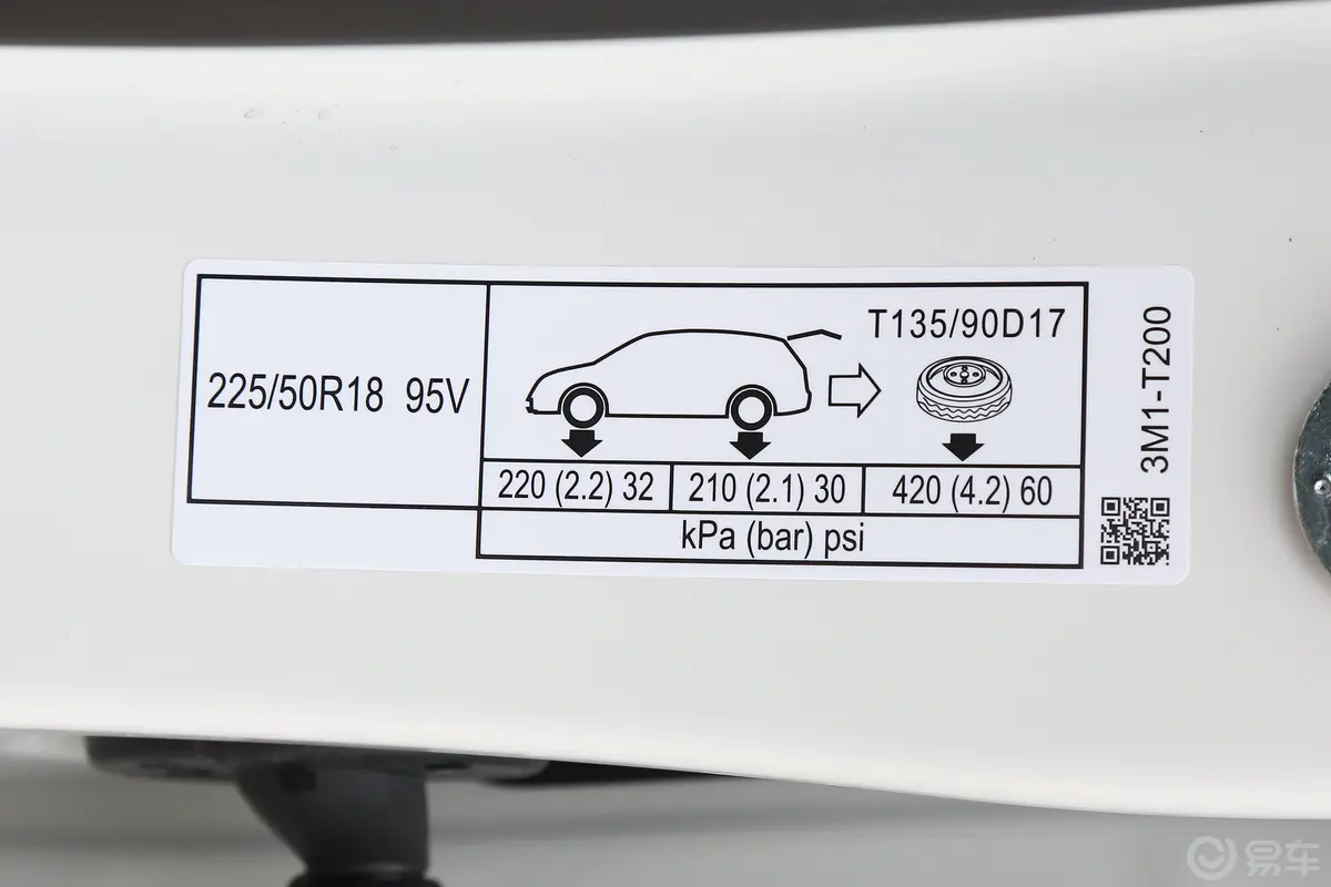 本田XR-V改款 1.5L 热爱版胎压信息铭牌